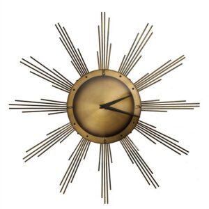 Mid century Atlanta Electric "Sunburst"clock / Wanduhr / brass / Messing