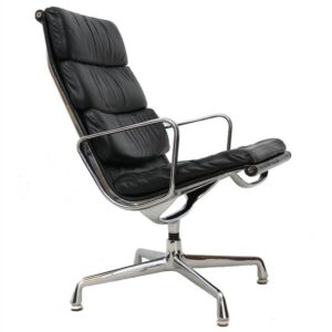 Herman Miller / Charles & Ray Eames "Soft Pad Chair" / Sessel / schwarzes Leder