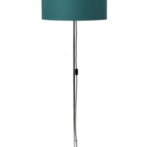 Mid century modern Stehleuchte / 60er-70er Jahre / mit türkisfarbenem Textil-Lampenschirm / Stehlampe