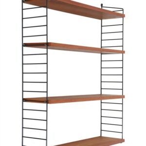 Original String-shelf / Kajsa + Nisse Strinning / teak / mid century modern design / shelving unit / black / 78x100x20cm