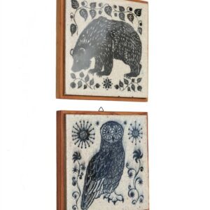 Mid century Porsgrund / Konrad Galaaen Wand-Tafel / Plakette / Steinzeug / Bär / Eule