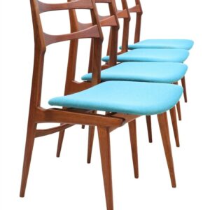 Set of 4 mid century Habeo teak chairs / reupholstered / Danish modern design / 1950s-1960s