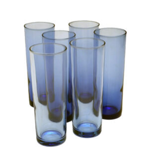 Set of 6 drinking glasses / handmade / mid century / blue
