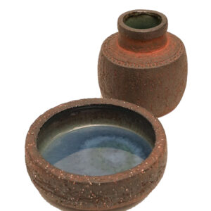 Tusbo / Harry Nielsen pottery Vase + Schale / Hardarbeit / mid century / Danish modern design