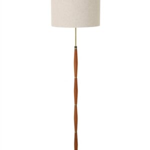 Teak- / Messing- Stehleuchte / mid century / Danish modern design / Stehlampe mit Textil-Lampenschirm