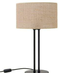 Große schwarze Hustadt Tischleuchte mit Jute-Lampenschirm / mid century modern design