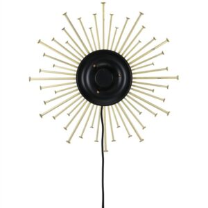 Rare Toften "Sunburst"- wall lamp / black / gold-tone / mid century / Danish modern design