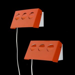 Set of 2 Hamalux wall lamps / mid century / Danish modern design / orange / space age